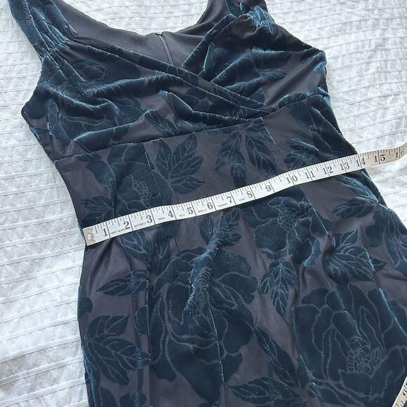 EUC Eva Rose Velvet Burnout Babydoll Dress Size M Dark Teal - Picture 15 of 16